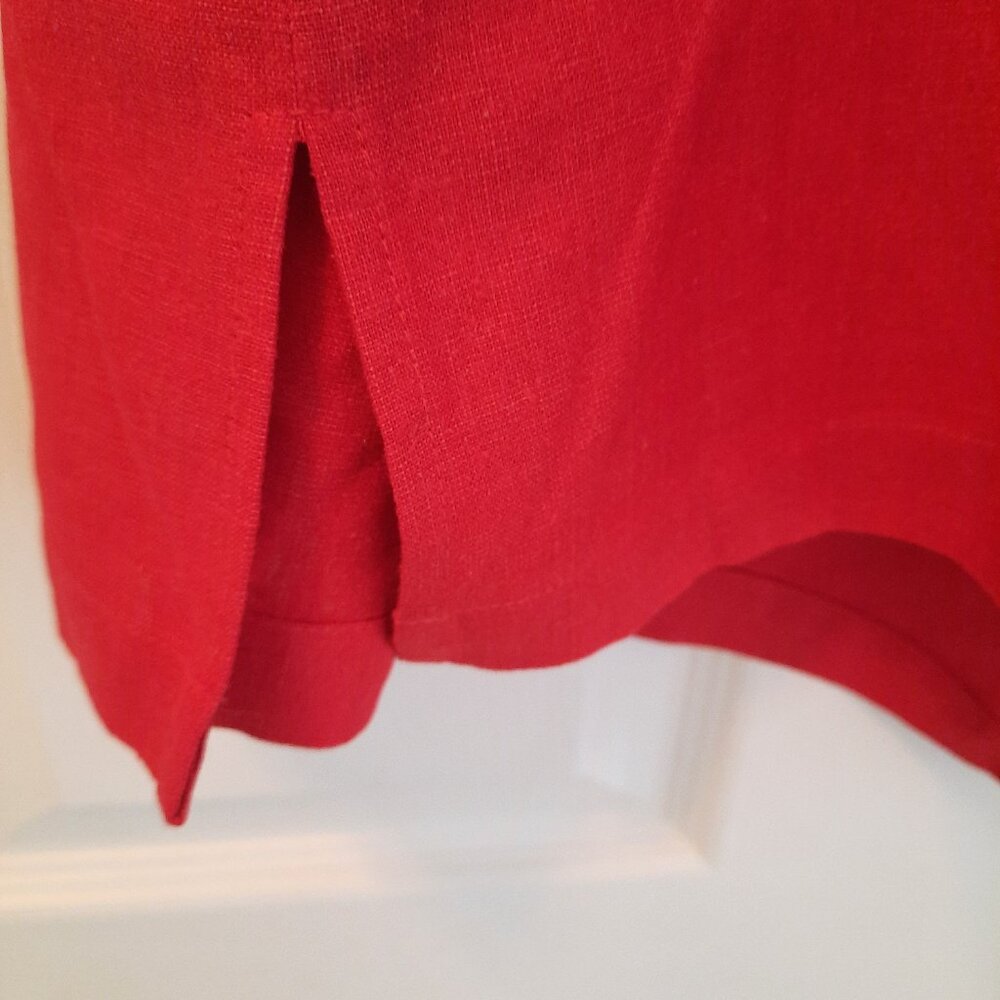 Brand New Stylish Red Wine Embroidered Silk & Linen Blouse For Women - Picture 3 of 4